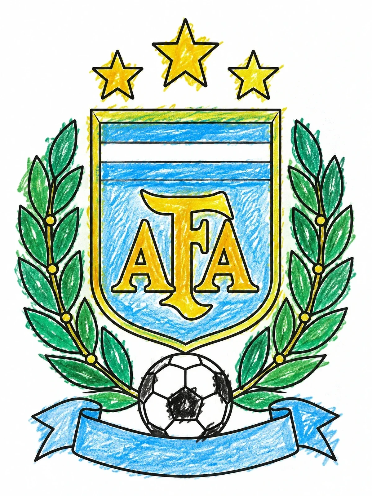 Colored example of the Argentina Football Crest With Laurels coloring page
