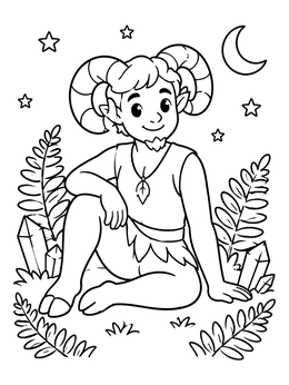 Free printable Aries Ram Boy With Horns coloring page