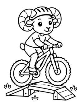 Free printable Aries Ram Riding Mountain Bike coloring page