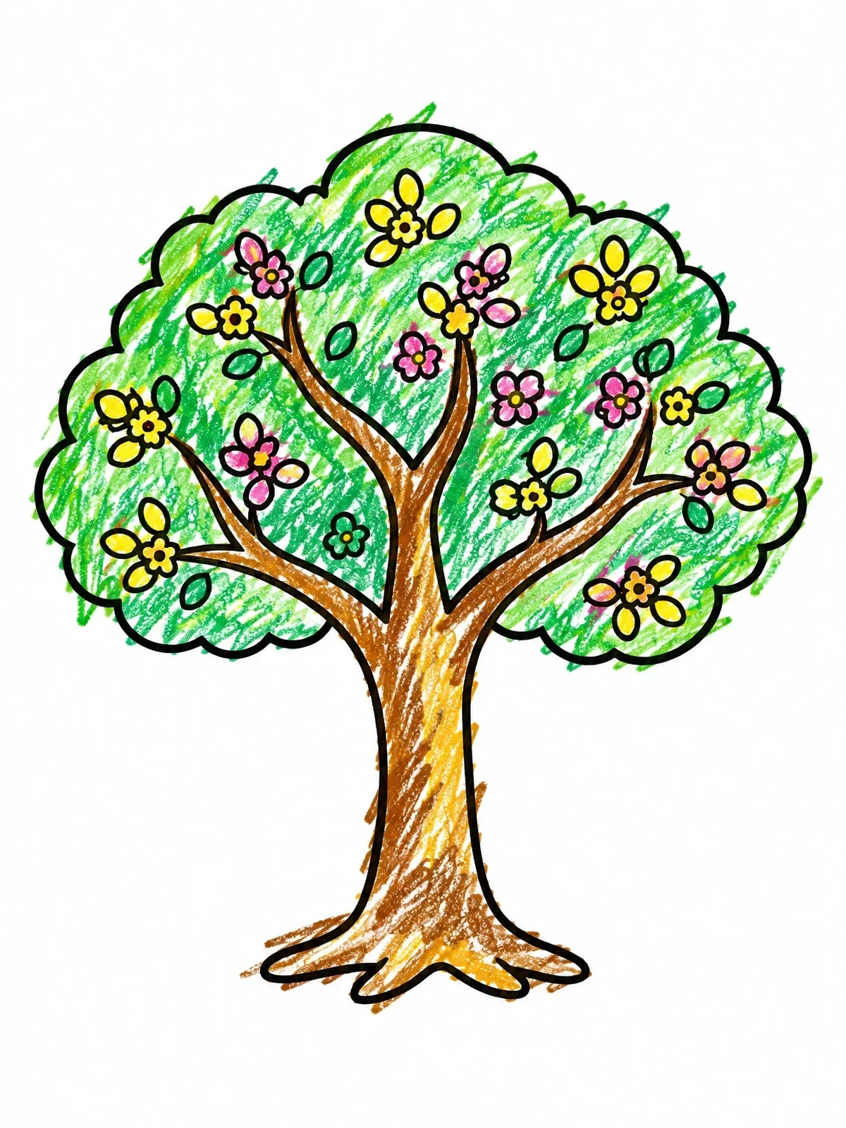 Colored example of the Blooming Palo Verde Tree coloring page
