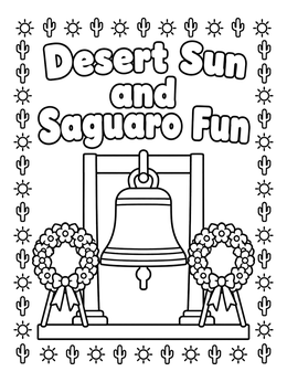Free printable Historic Memorial Bell And Floral Wreaths coloring page
