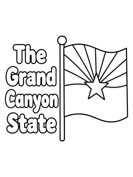 Free printable Arizona State Flag And Nickname coloring page