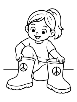 Free printable Child With Boots Of Peace coloring page