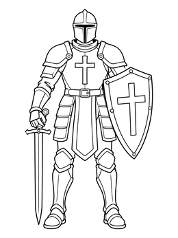 Free printable Armor Of God Crusader Knight coloring page