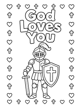 Free printable Armor Of God Knight With Cross coloring page