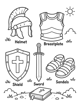 Free printable Armor Of God Set With Labels coloring page
