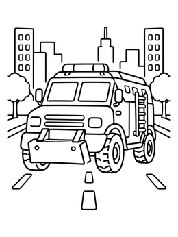 Free printable Armored Police Rescue Truck In City coloring page