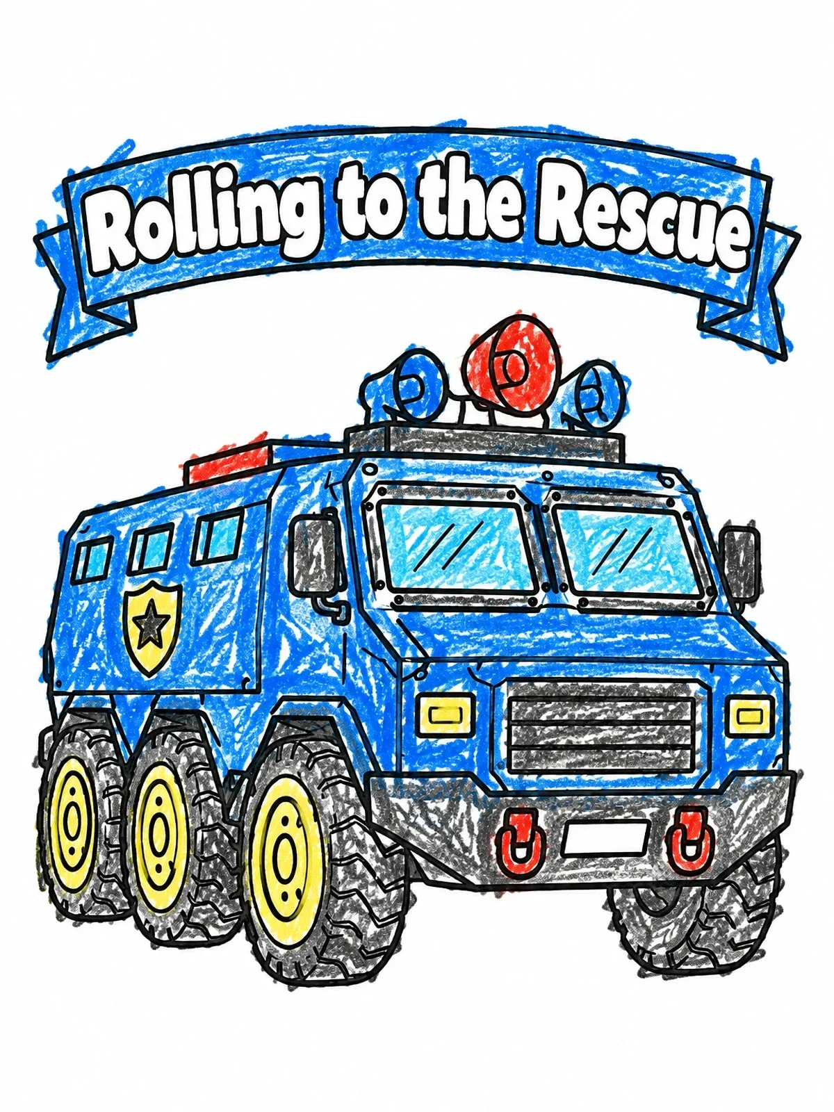 Colored example of the Armored Police Rescue Truck coloring page