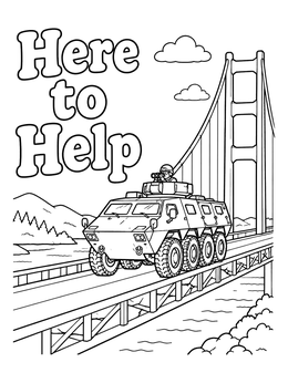 Free printable Armored Vehicle On Suspension Bridge coloring page
