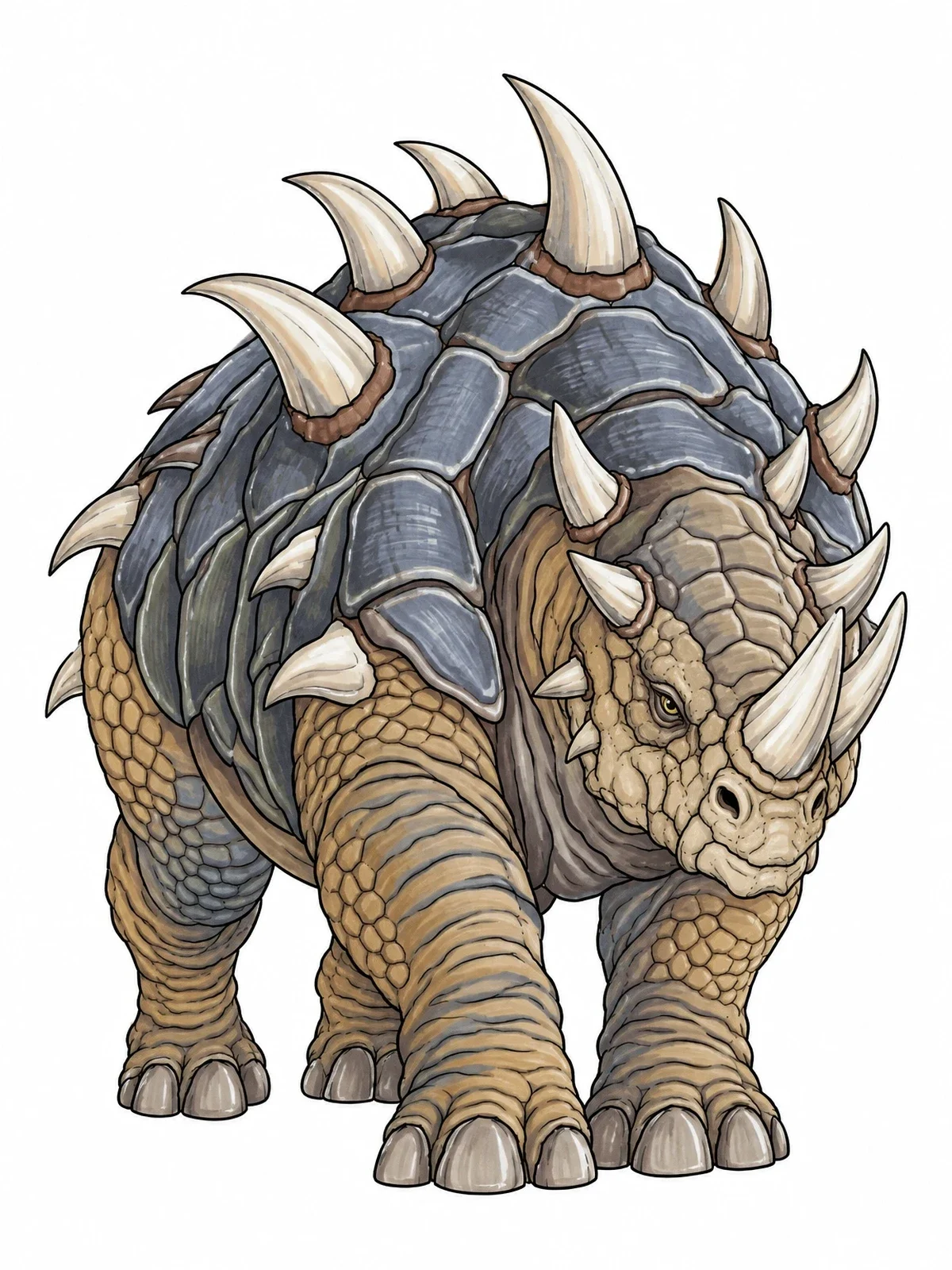 Colored example of the Armored Spiky Behemoth Monster coloring page