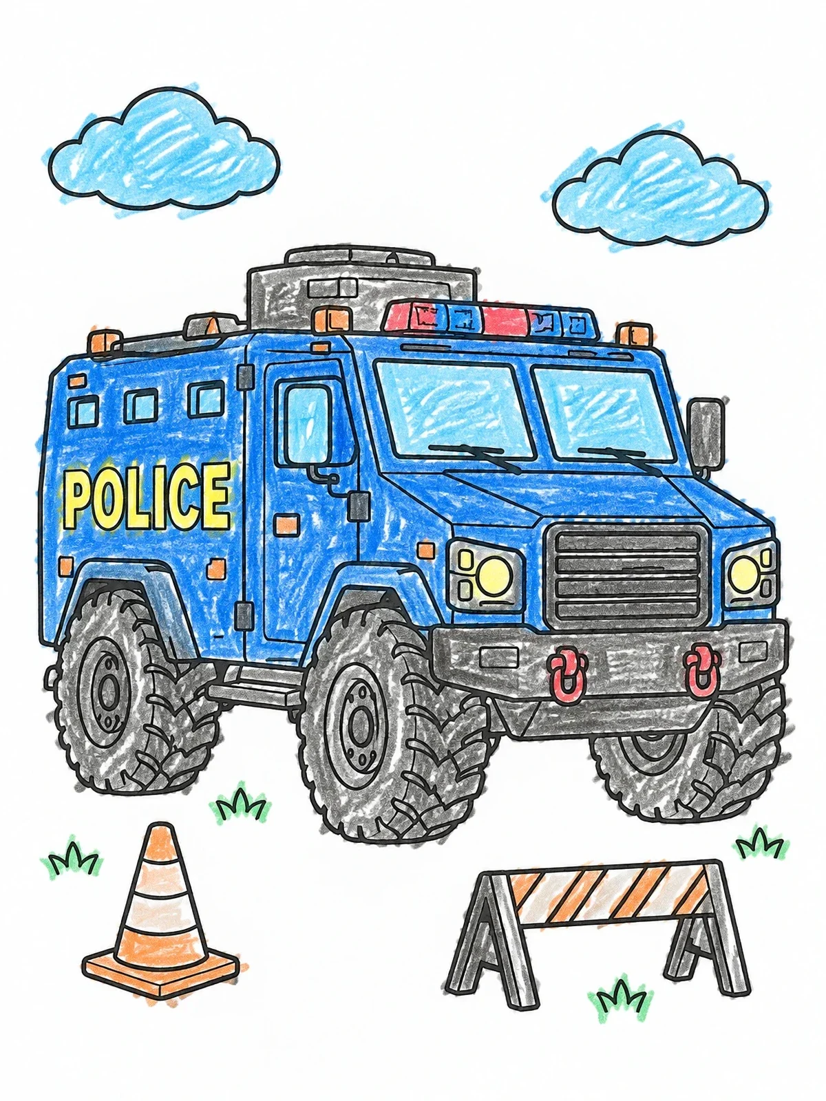 Colored example of the Armored Swat Police Truck coloring page