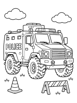 Free printable Armored Swat Police Truck coloring page