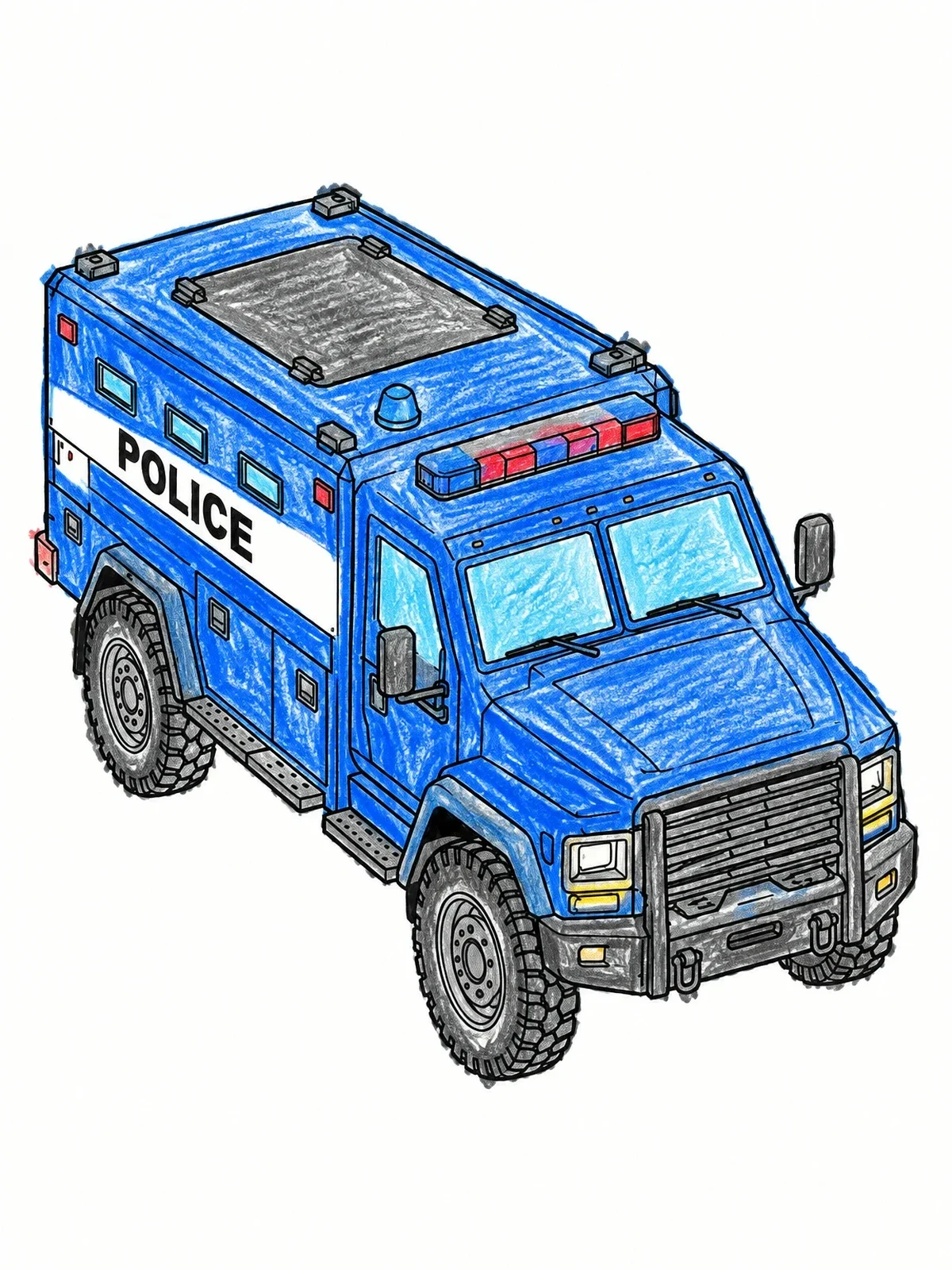 Colored example of the Armored Tactical Police Truck coloring page