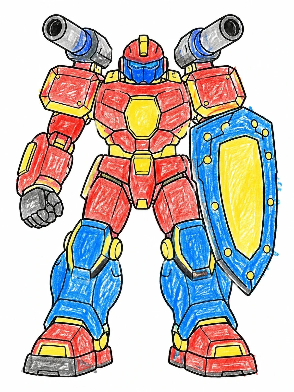 Colored example of the Armored Warrior Mecha Robot coloring page