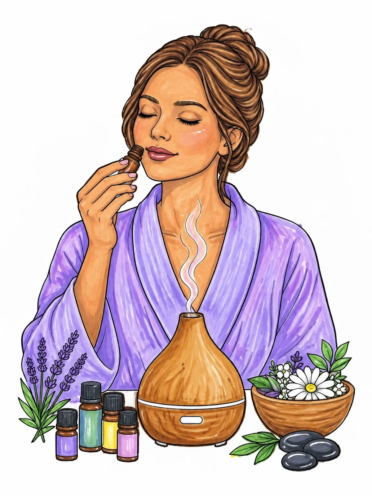 Colored example of the Aromatherapy And Essential Oils Spa Treatment coloring page