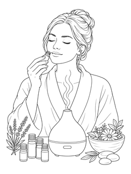 Free printable Aromatherapy And Essential Oils Spa Treatment coloring page