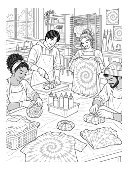 Free printable Art Class Tie Dye Workshop coloring page