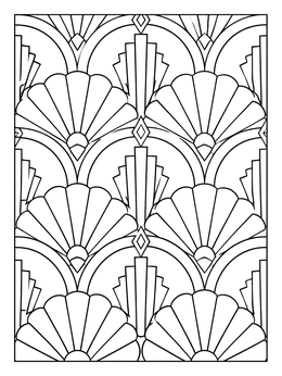 Free printable Art Deco Fan And Arch Pattern coloring page