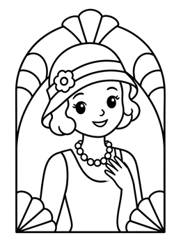 Free printable Vintage Lady In Cloche Hat coloring page