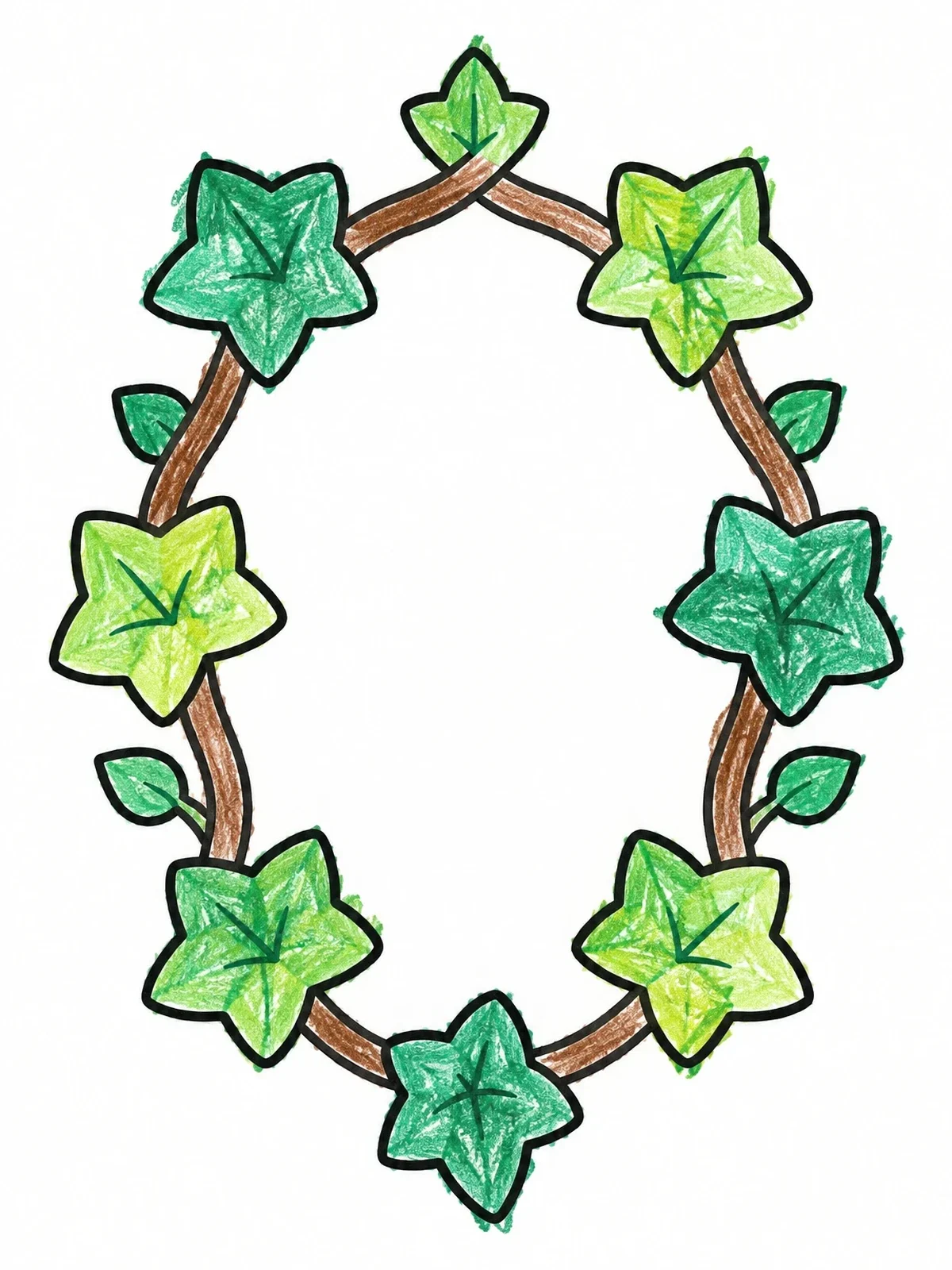 Colored example of the Simple Ivy Wreath Frame coloring page