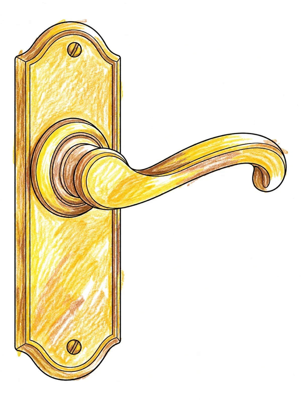 Colored example of the Vintage Whiplash Door Handle coloring page