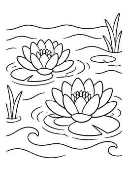 Free printable Water Lilies On Gentle Ripples coloring page