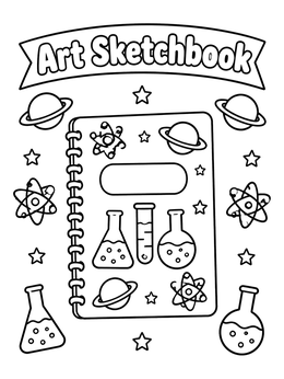 Free printable Science Themed Sketchbook Cover coloring page