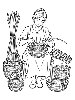 Free printable Artisan Weaving A Wicker Basket coloring page