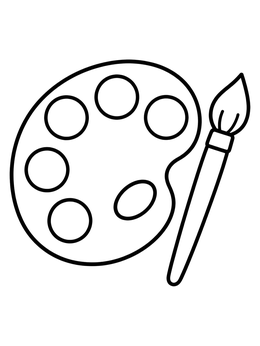 Free printable Artist Paint Palette And Brush coloring page