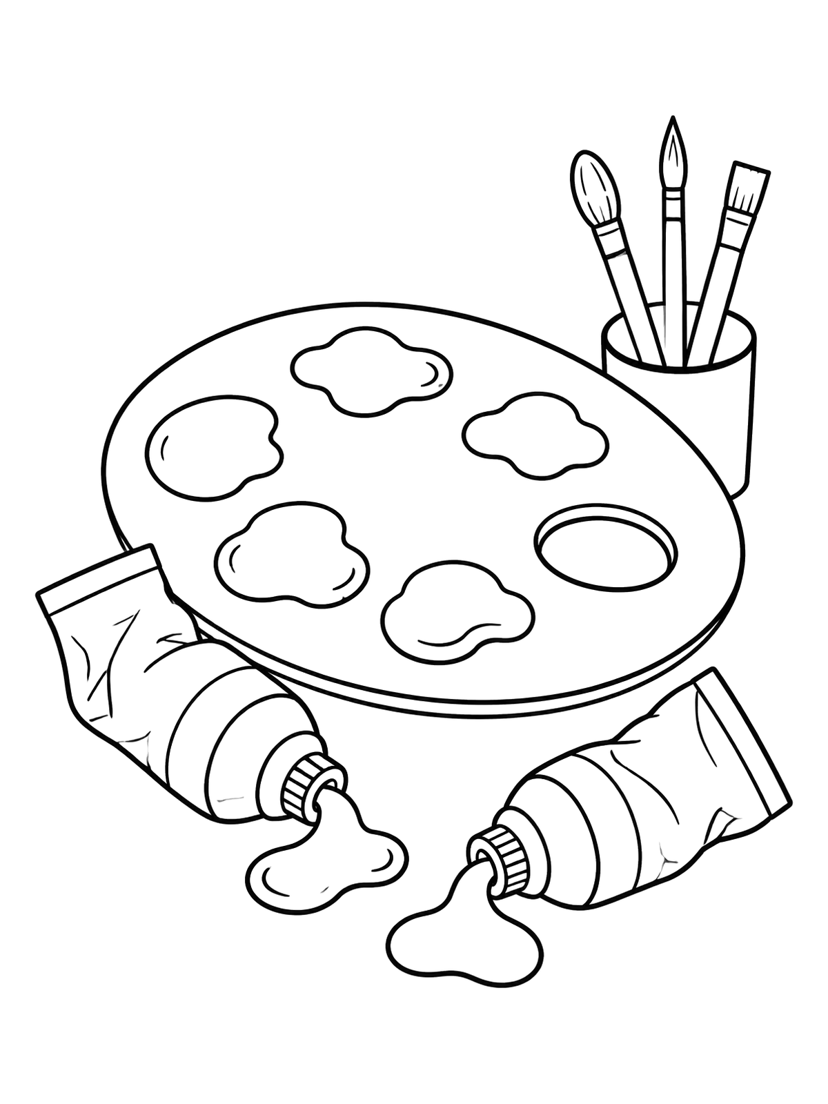 Artist Palette And Paint Tubes – Paint Palette Coloring Page