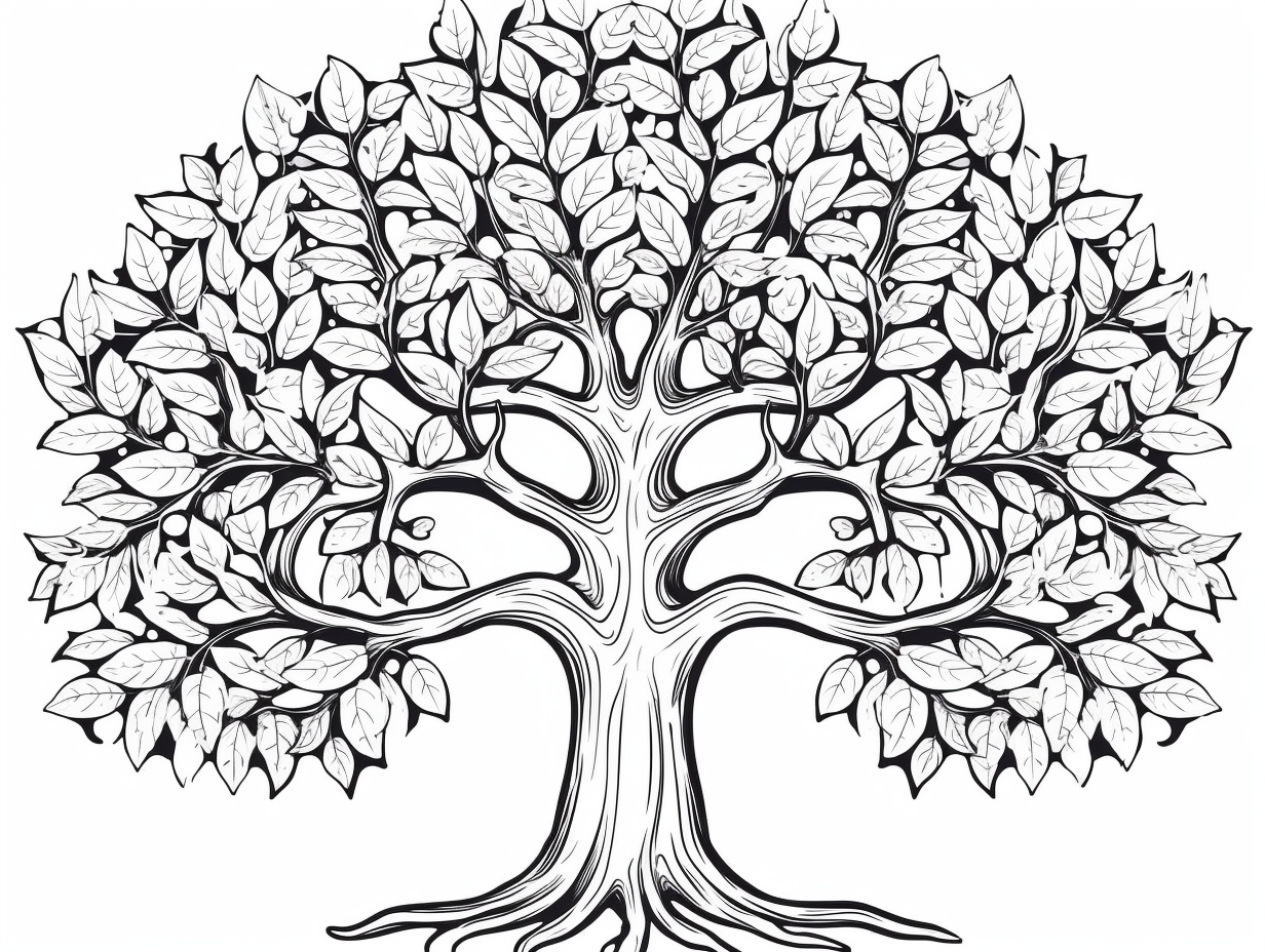 Artistic Fig Tree Coloring Therapy - Coloring Page