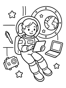 Free printable Astronaut Working In Space Station coloring page