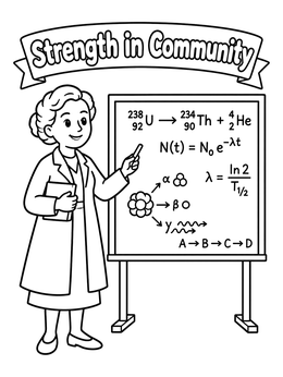 Free printable Female Physicist At The Chalkboard coloring page