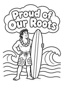 Free printable Hawaiian Surfer With Surfboard coloring page