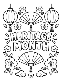 Free printable Heritage Month Celebration With Lanterns And Fans coloring page