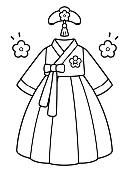 Free printable Traditional Korean Hanbok Display coloring page