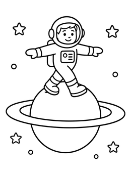 Free printable Astronaut Balancing On A Ringed Planet coloring page