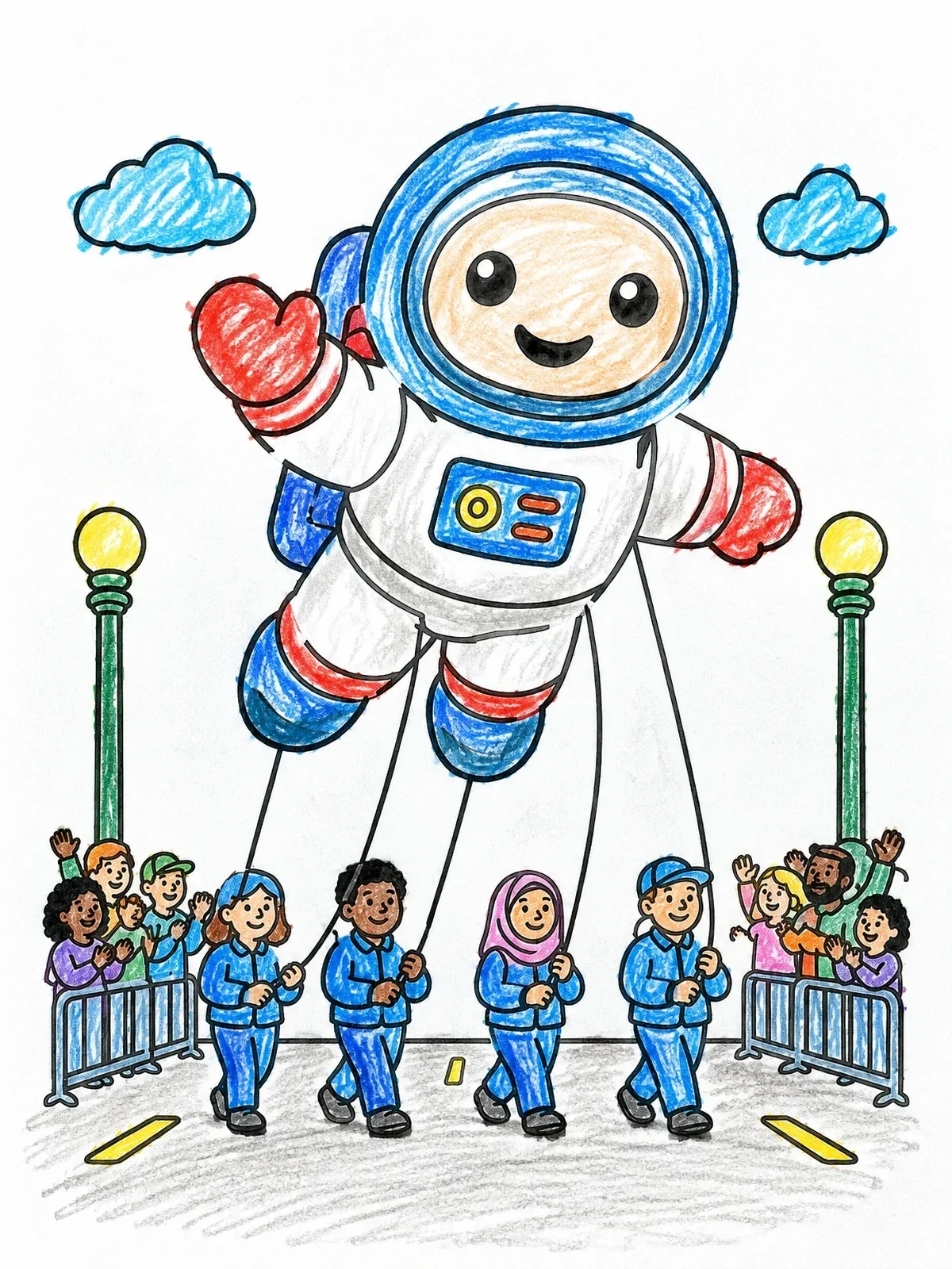 Colored example of the Astronaut Balloon In Thanksgiving Parade coloring page