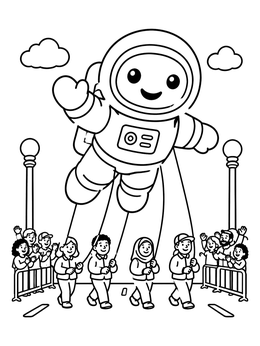 Free printable Astronaut Balloon In Thanksgiving Parade coloring page