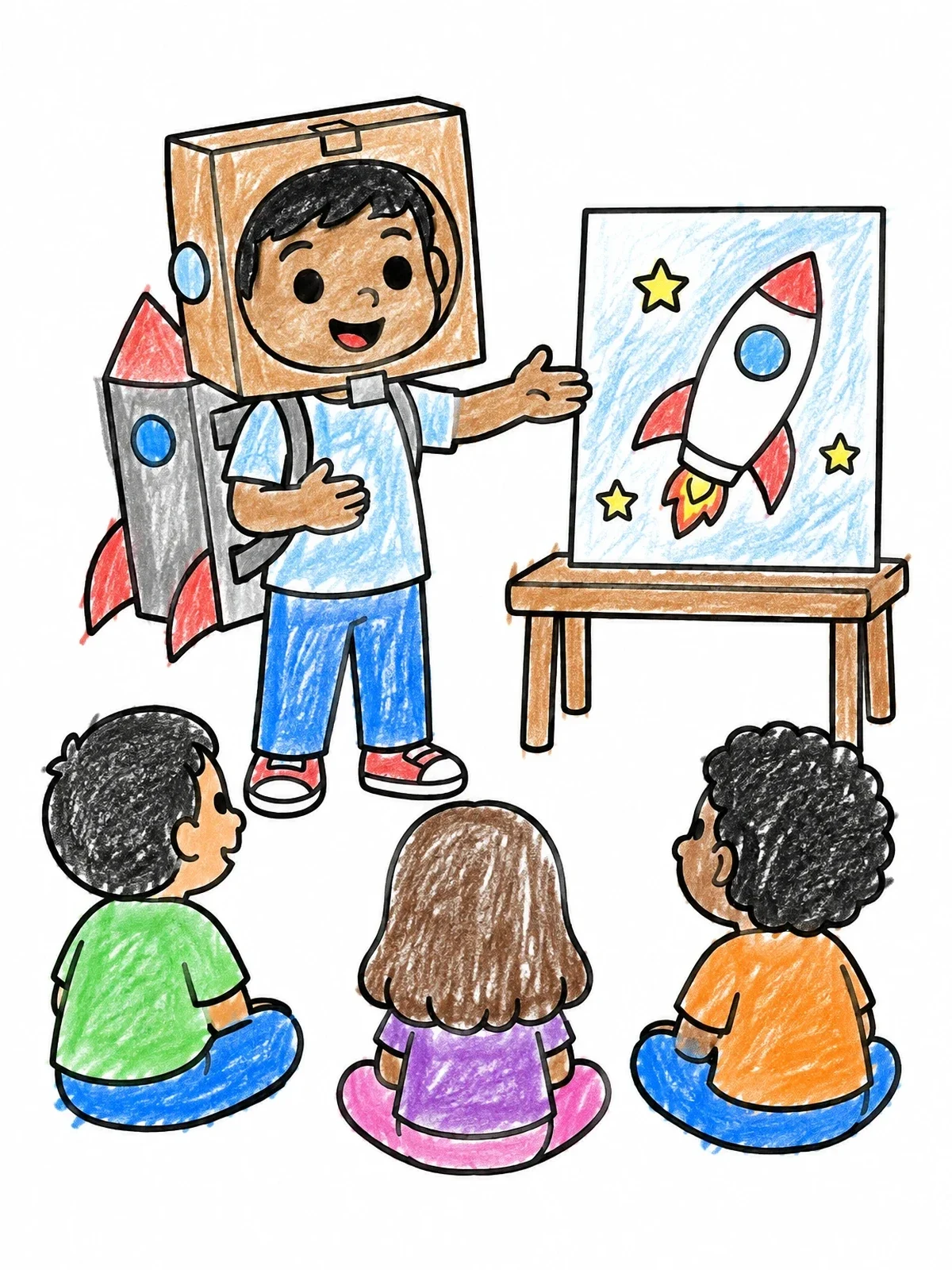 Colored example of the Astronaut Career Day Presentation coloring page