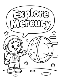 Free printable Astronaut Explores Mercury Layers coloring page