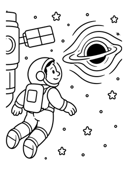 Free printable Astronaut Floating Near Black Hole coloring page