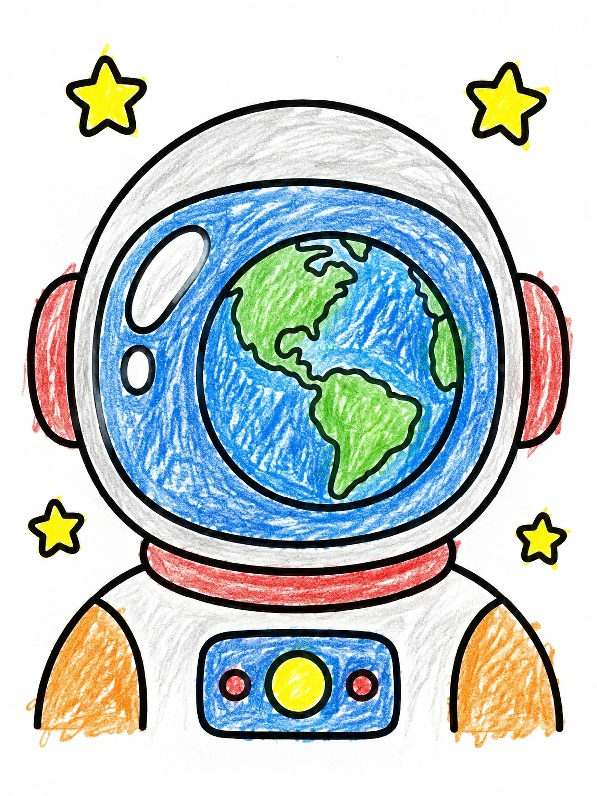 Colored example of the Astronaut Helmet Reflecting Planet Earth coloring page