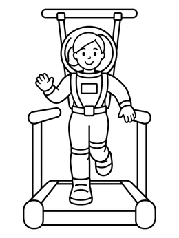 Free printable Astronaut Running On Space Treadmill coloring page