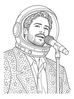 Free printable Astronaut Singer At The Microphone coloring page