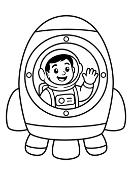Free printable Astronaut Waving From A Rocket coloring page