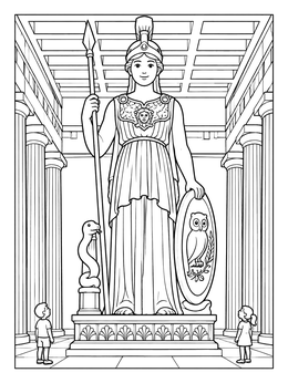 Free printable Athena Parthenos Inside The Temple coloring page
