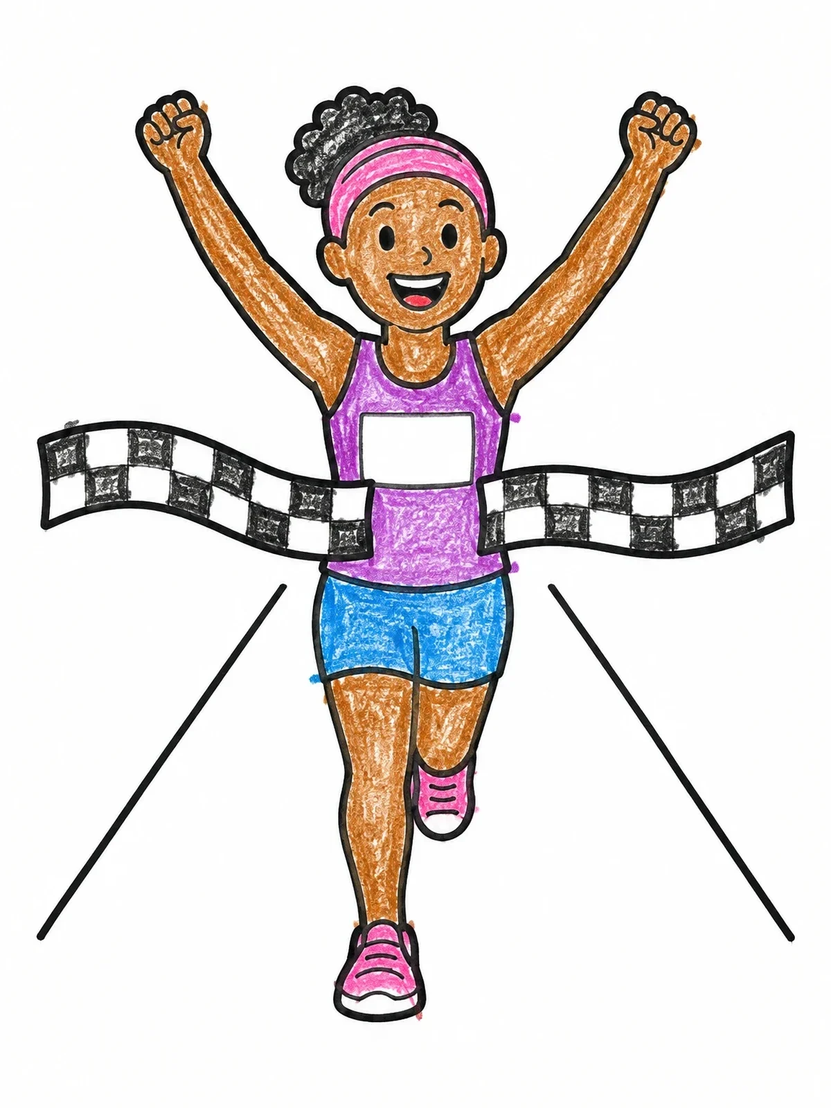 Colored example of the Runner Crossing Finish Line coloring page