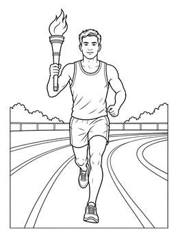 An inspiring runner on a track in this athlete coloring page.
