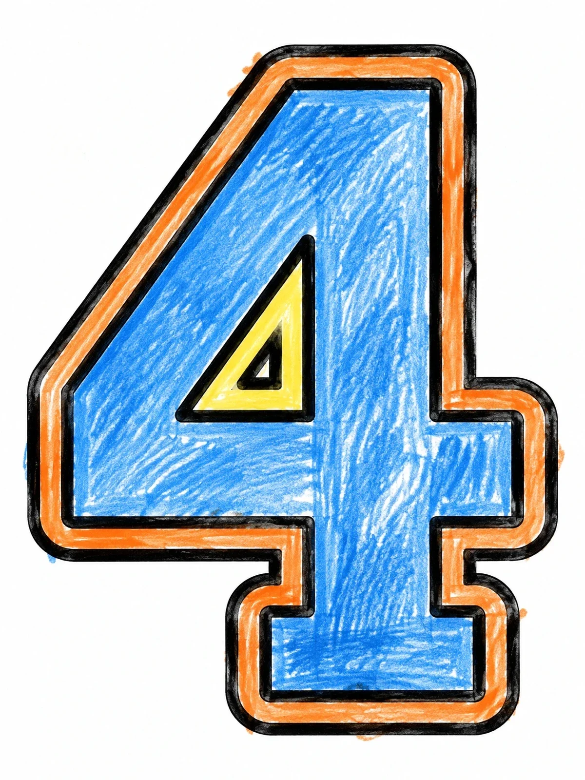 Colored example of the Athletic Block Number 4 coloring page
